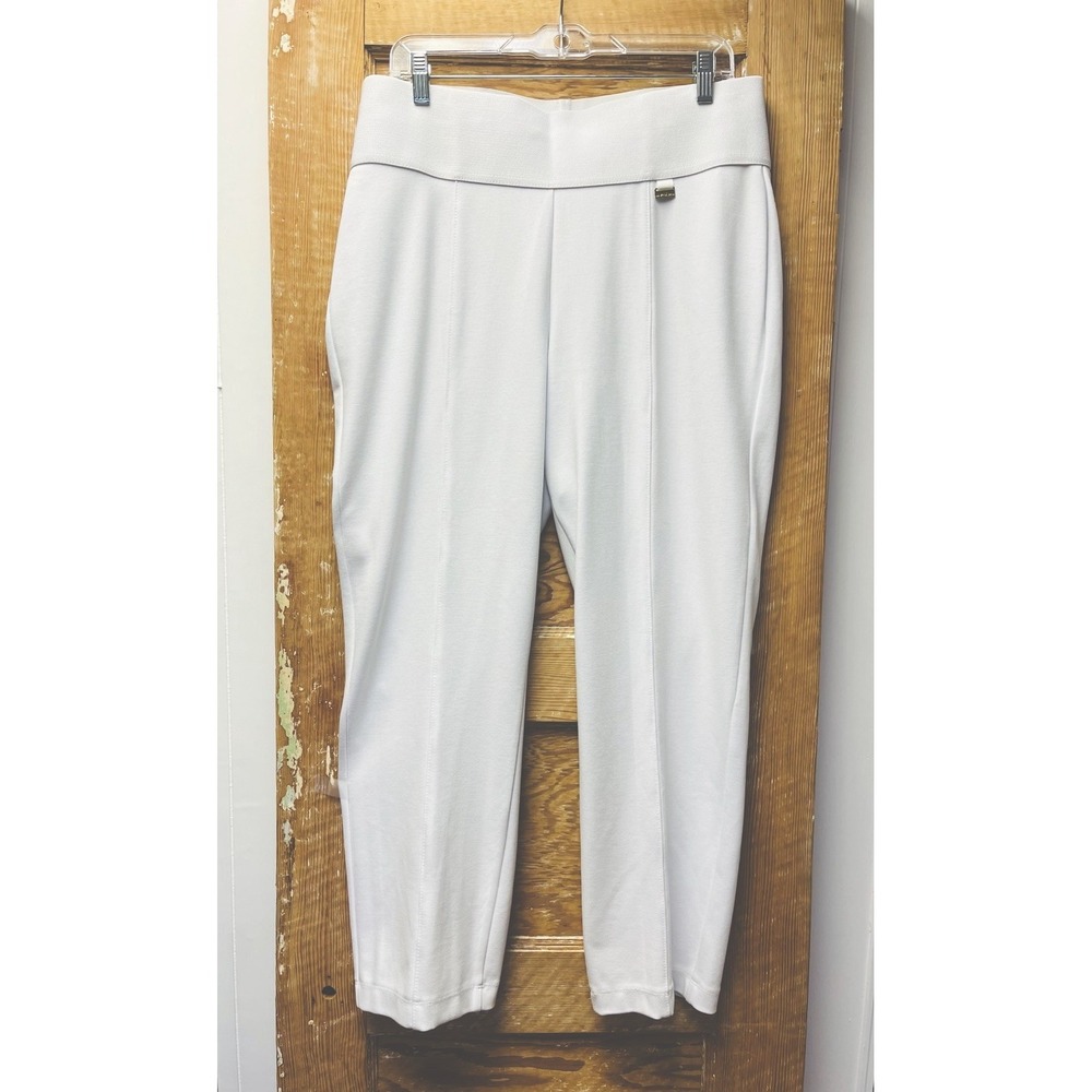 Nygard Slims XL White Knit Ankle Pants Stretch Boho Wide Waist Slimming Travel
